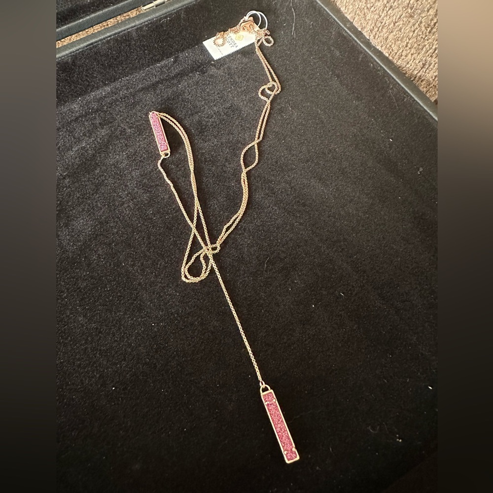 NWT! Kendra Scott pink druzy Lilly rose Gold necklace. - Picture 6 of 8